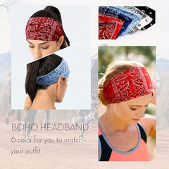 Boho Style Print Headband Yoga Sports Sweatband Turban