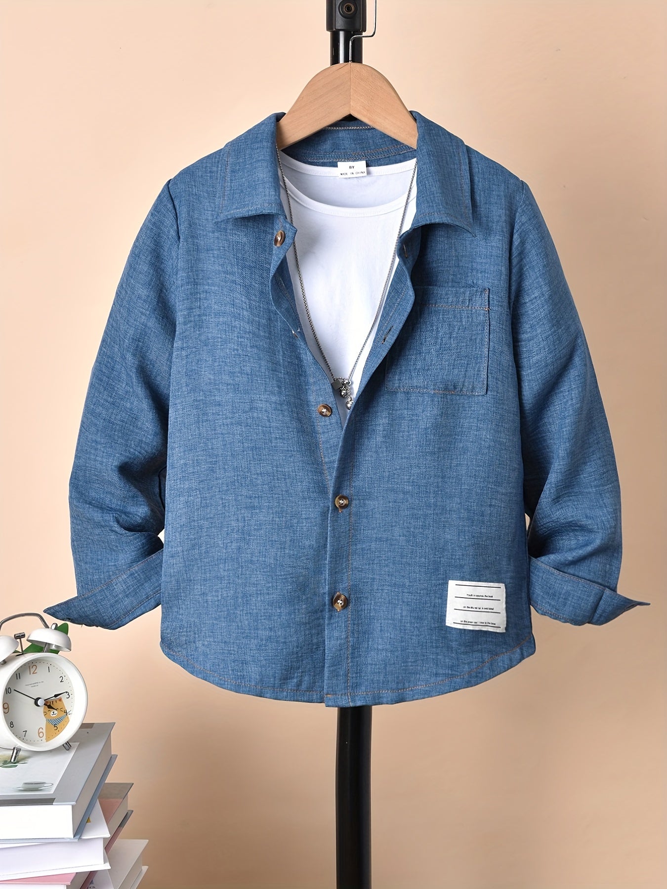 Boys Long Sleeve Button Down Outwear Shirts Jacket