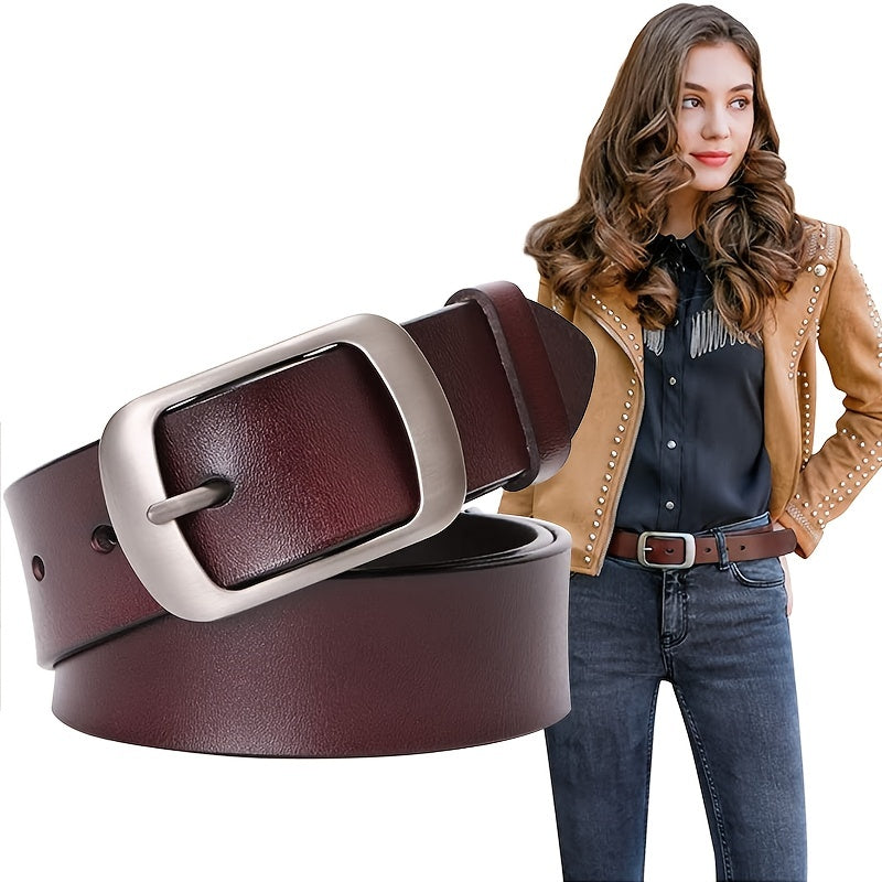Women Leather Belts For Jeans Pants Dress Belt With Metal Pin Buckle