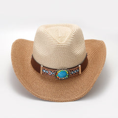 Boho Cowboy Hat Vintage Western Straw Hat