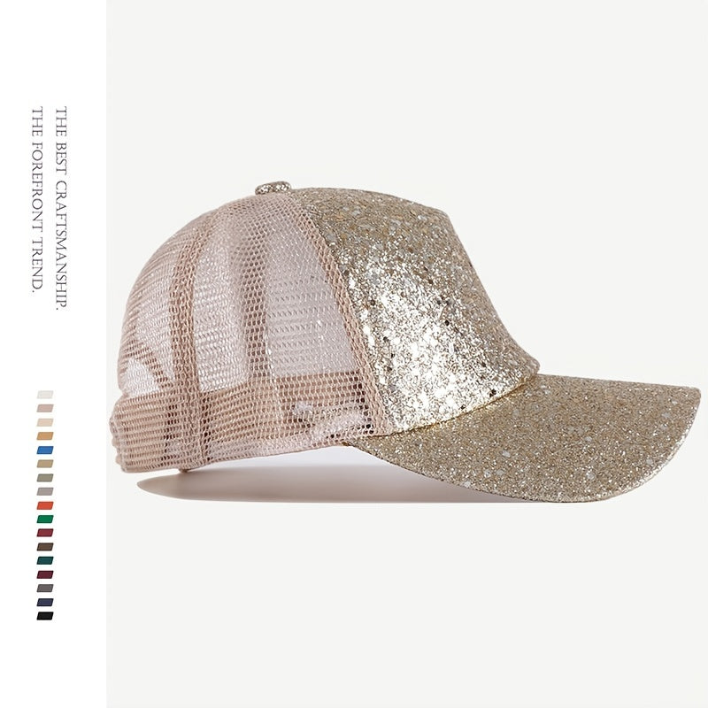 Sequin Fluorescent Baseball Cap Candy Casual Sports Hat Mesh Breathable Trucker