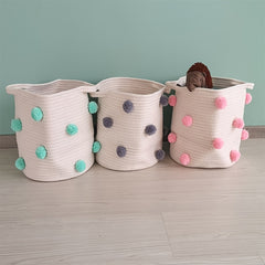 Kids' Fur Ball Storage Bucket Toy Diaper Clothes Storage Box Basket