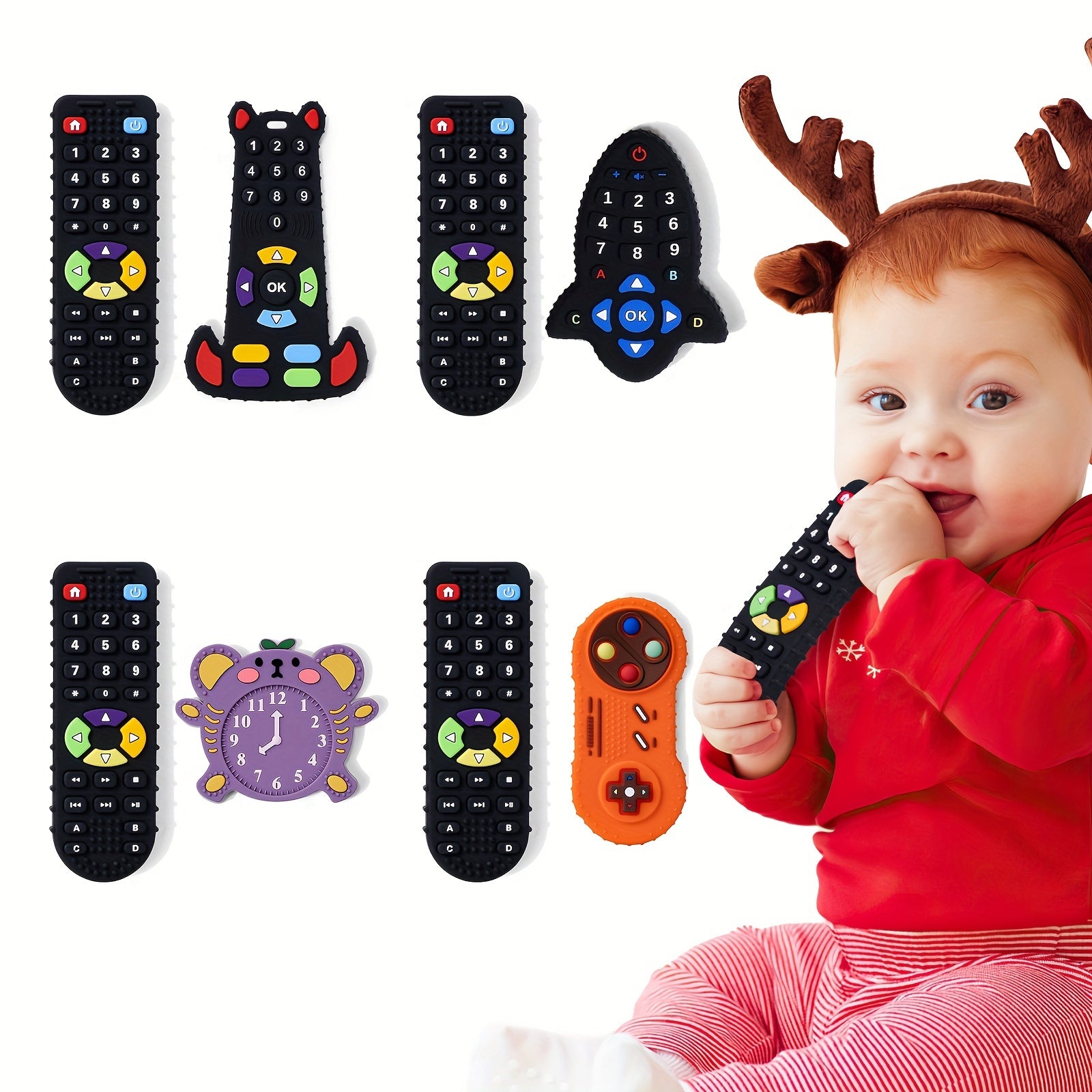 2pcs TV Remote Control Shaped Teething Toy Baby Teethers