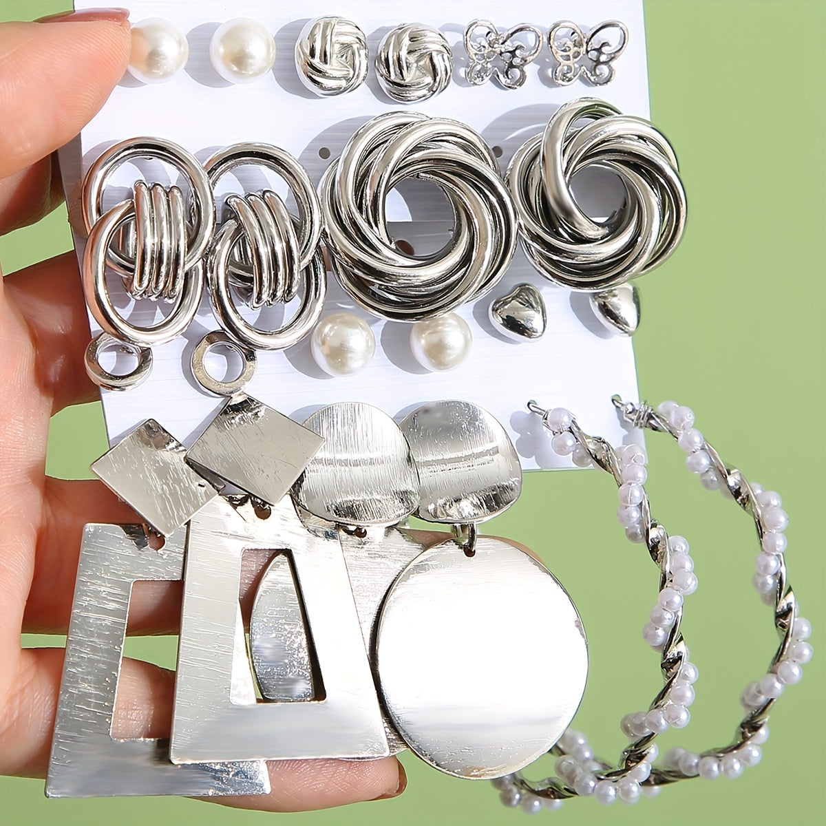 Women's Faux Pearl Butterfly Earrings Set