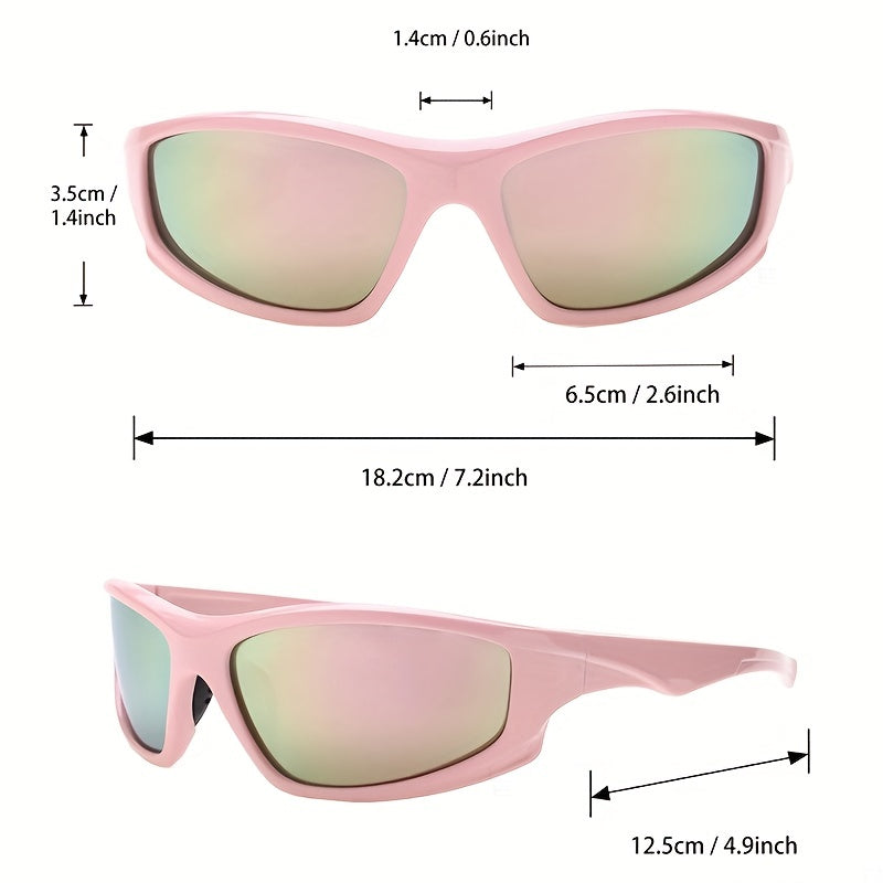 2piars Y2K Wrap Around Sunglasses Pink UV400
