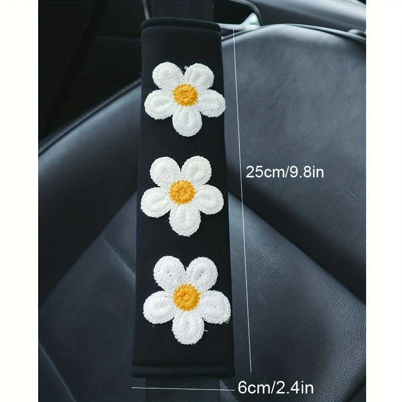 1pc Ice Silk Flower Shoulder Protector Cartoon Car Seat Belt Shoulder Protector