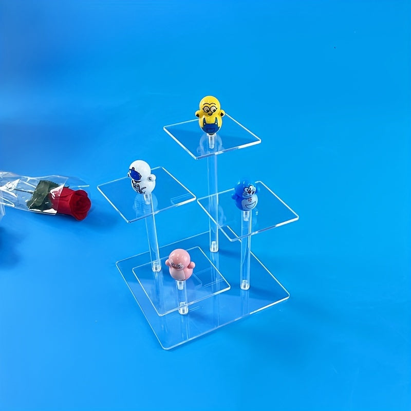 4 Tier Acrylic Display Stand for Figures Collectibles Toys Dolls