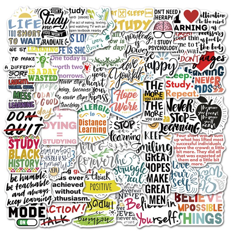 Inspirational English Stickers Classic Text Waterproof Stickers