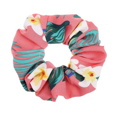4pcs Boho Print Leaf Flower Hair Scrunchies Soft Fabric for Women Girls