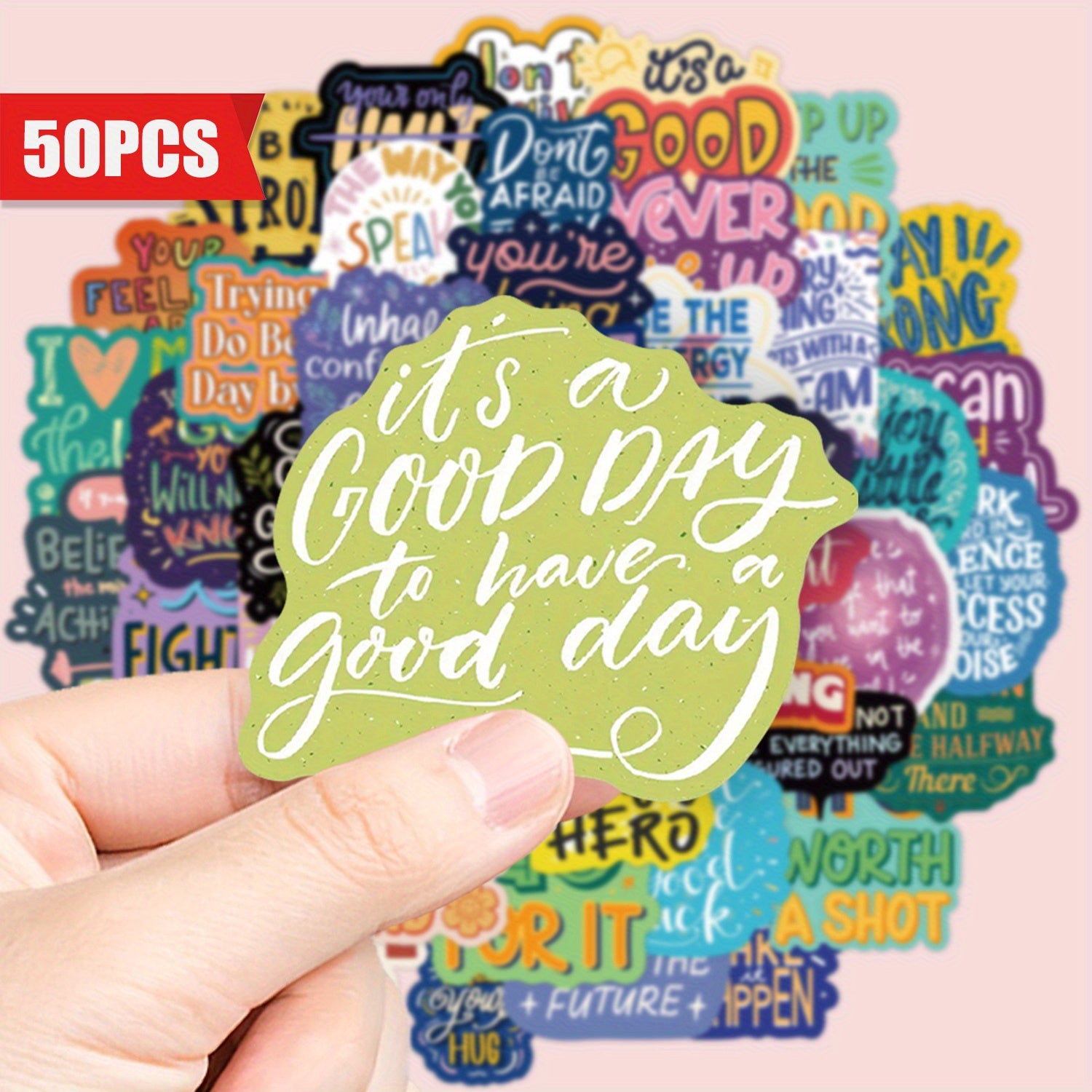 50pcs Inspirational Never Give Up Waterproof Stickers for Motivation & Strength
