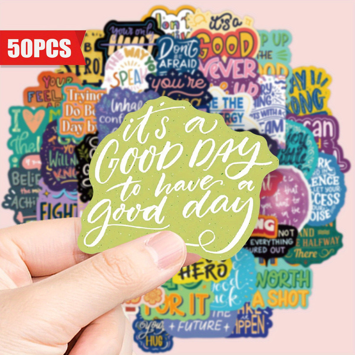 50pcs Inspirational Never Give Up Waterproof Stickers for Motivation & Strength