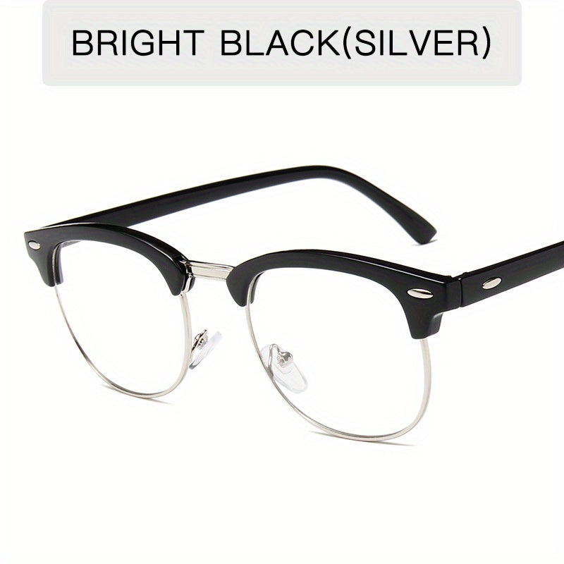 Half Rimless Clear Lens Eyeglasses Vintage Classic Light Blocking Eyeglasses