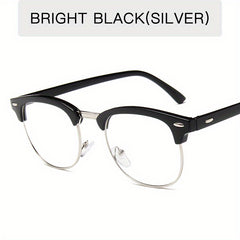 Half Rimless Clear Lens Eyeglasses Vintage Classic Light Blocking Eyeglasses