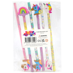 Unicorn Pencils & Erasers 6 Pack Assorted Stationery Set for Kids