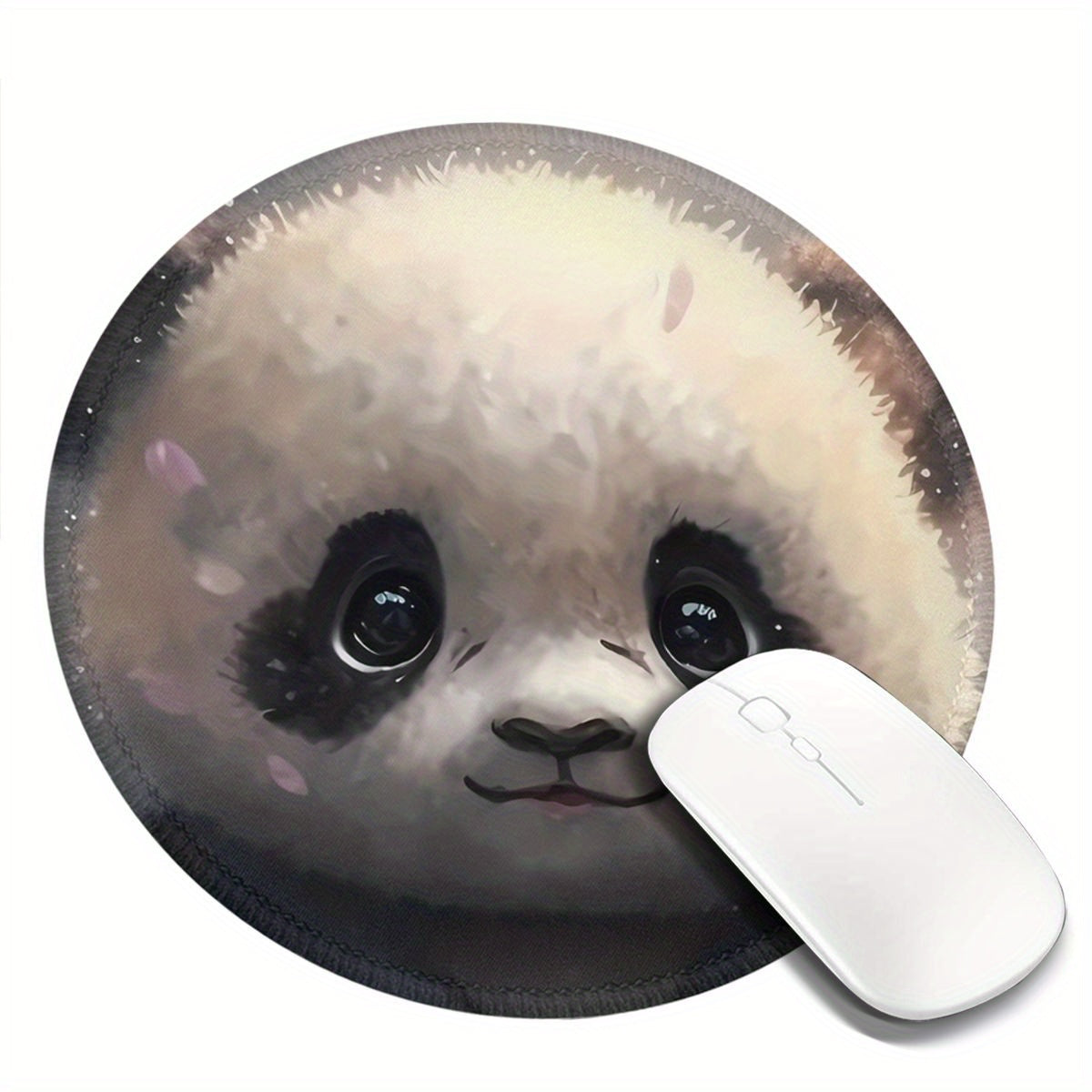 Panda Round Mouse Pad Non-slip Rubber Base for Gaming and Wireless Mouse