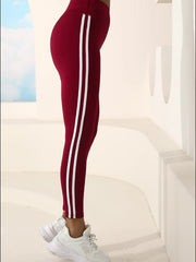 Women Side Stripe Sports Fitness Yoga Leggings High Stretch Workout Sports Pants