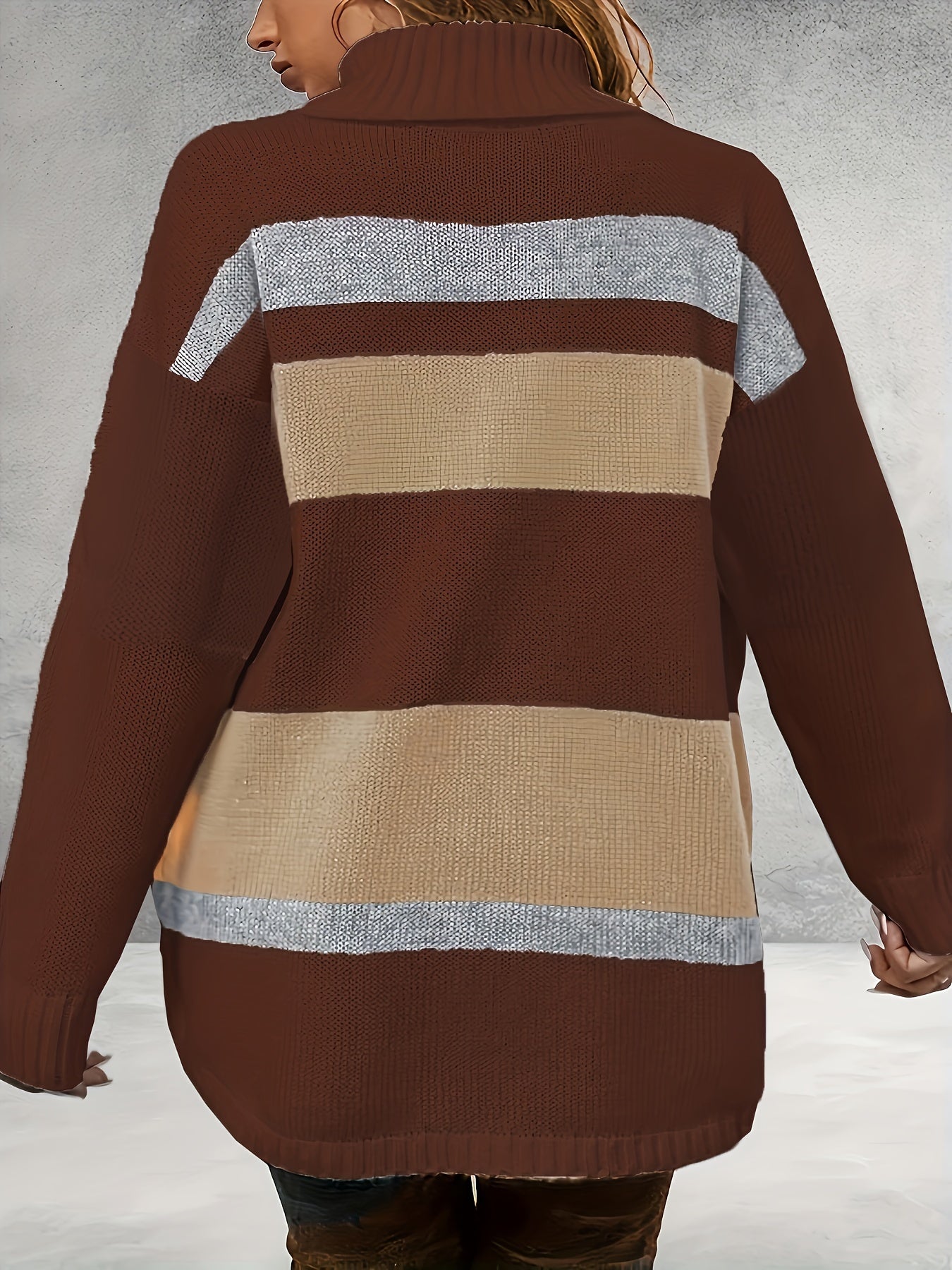  Colorblock Turtle Neck Sweater
