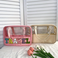 Transparent Waterproof Cosmetic Bag Large Capacity Handheld Makeup Storage