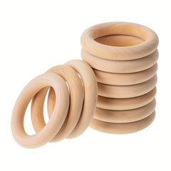 10pcs 80mm Wooden Rings for Craft Solid Wood Rings for DIY Crafts Jewelry Making