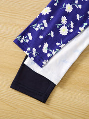 3pcs Girls' Slim Fit Legging Pants Plain Floral Tie Dye Print