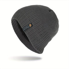 Yellow Leaf Winter Knitted Beanie Hat Plus Velvet Warm Outdoor Short Hat