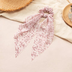 Floral Scarf Scrunchies Hair Ties With Ribbons