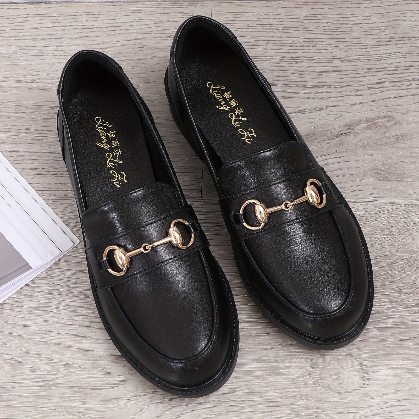 Women's Metal Decor Chunky Loafers Slip On Shoes