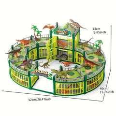 215pcs DIY Dinosaur Toy Set with 2 Story Building & 18 Dinosaurs