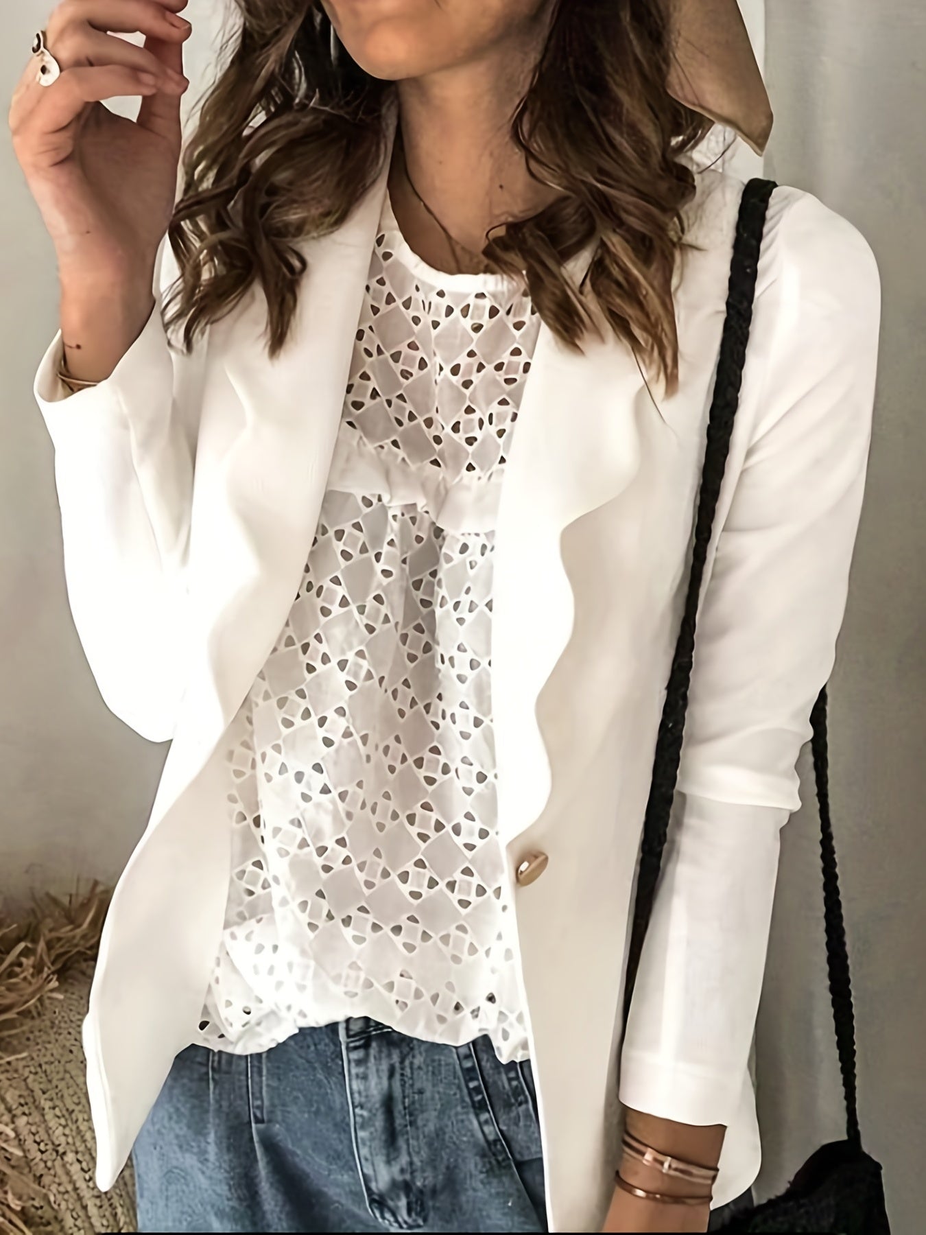  Women's Casual Blazer Solid Long Sleeve