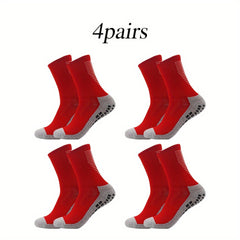4 Pairs Non Slip Football Socks Striped Soccer Socks
