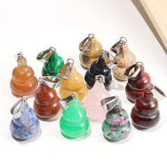 12 Assorted Crystal Gourd Pendants for Healing & Crafting
