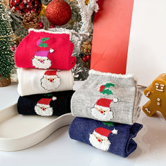 5 Pairs Christmas Print Socks Mid Tube Women's Stockings