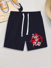 Punk's NOT DEAD Print Men's Drawstring Shorts