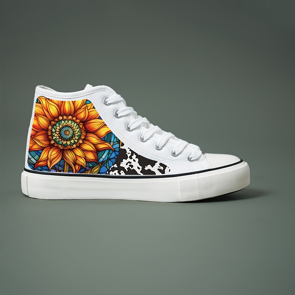 Flower Print Chunky Canvas Sneakers