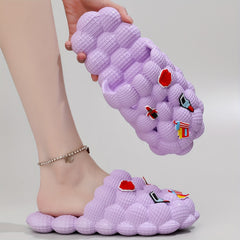 Girls' Cartoon Charm Lychee Slippers Non Slip Lightweight Indoor Shower Pool