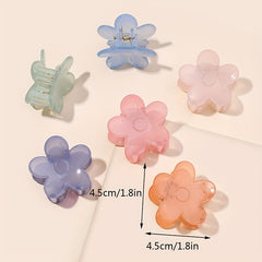 6pcs Transparent Flower Hair Claw Acrylic Shark Claw Hair Accessories
