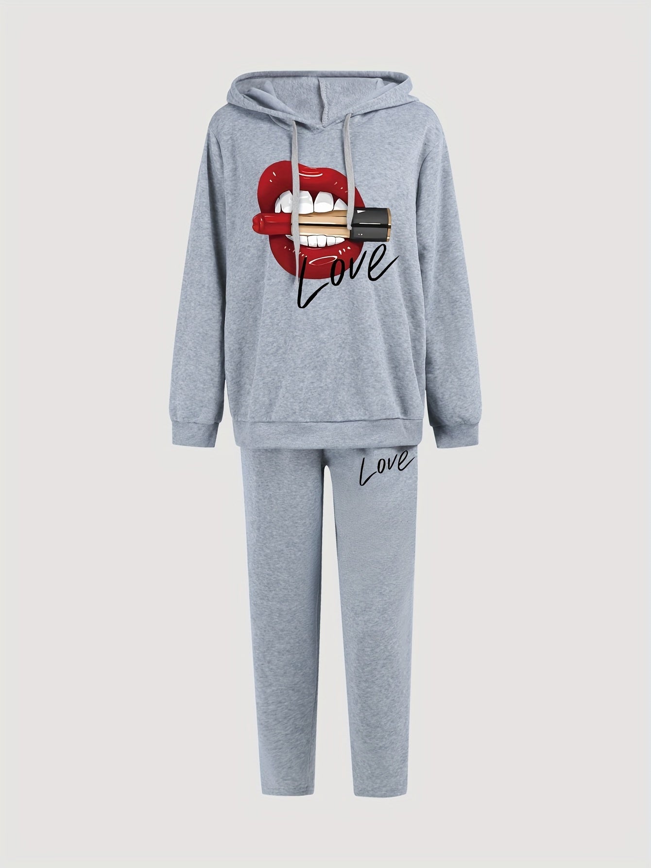 Red Lip Art Hoodie & Sweatpants Set