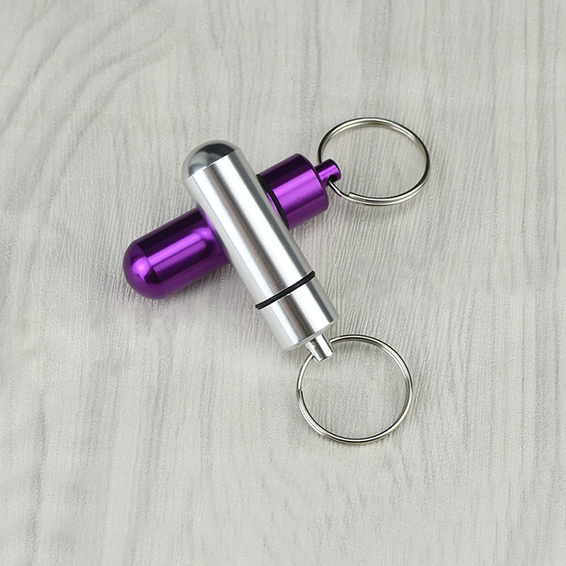 Aluminum Keychain Pill Bottle Travel Portable Pill Box Keyring