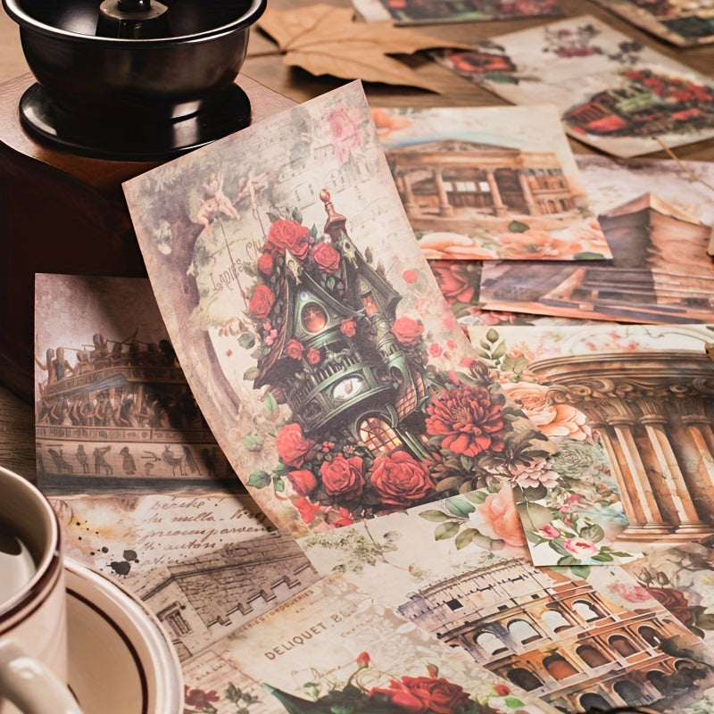 30 Pcs Retro Travel Theme Diary Collage Paper 12.4x8In, 17.7In