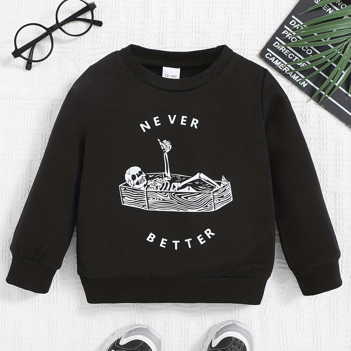 Skeleton Print Sweatshirt Halloween Party Top Baby Girls Boys T shirt
