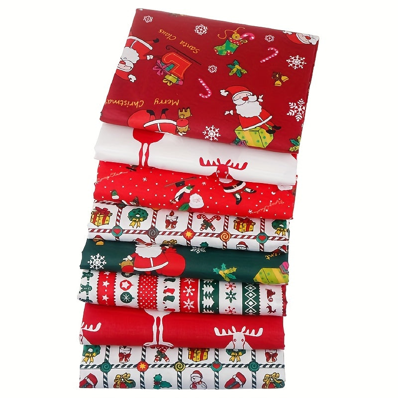 8pcs Christmas Patchwork Fabric 100% Cotton Good Printed DIY Fabric 19 7in