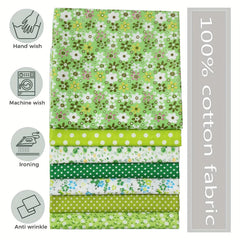 7pcs Green Fat Quarters Fabric Bundle Set