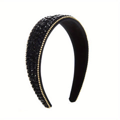 Glitter Rhinestone Headband for Women Wide Brim Headdress