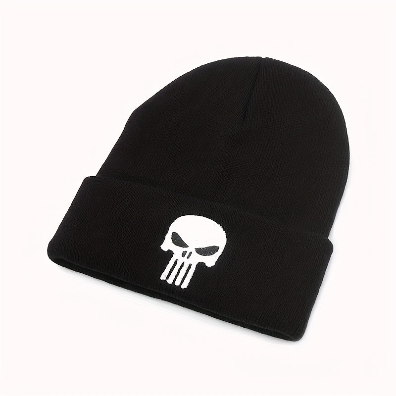 Skull Head Embroidery Double layer Thickened Woolen Hat