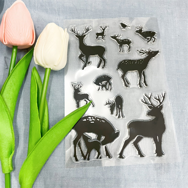 1pc Elk Transparent Stamp for DIY Card Decoration