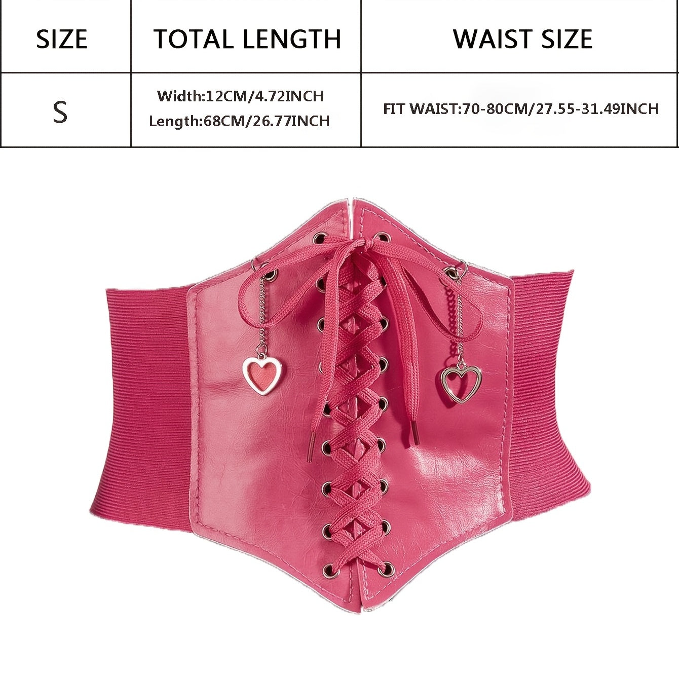 Love Pendant Lace Up Corset Belt Elastic Waistband Wide Belt