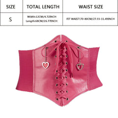 Love Pendant Lace Up Corset Belt Elastic Waistband Wide Belt