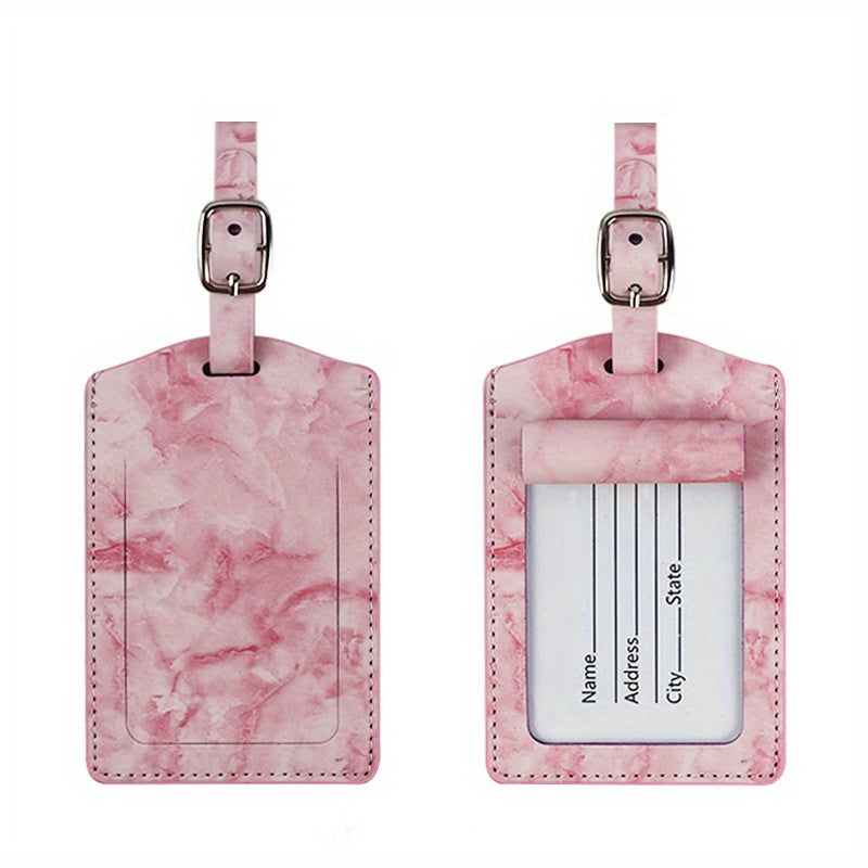 Marble Pattern Luggage Tag Lightweight PU Leather Travel Accessories