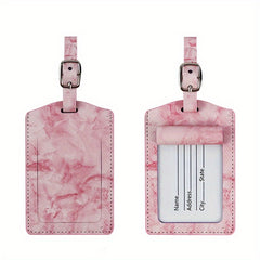 Marble Pattern Luggage Tag Lightweight PU Leather Travel Accessories