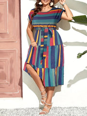  Bat Sleeve Smock Dress with Belt